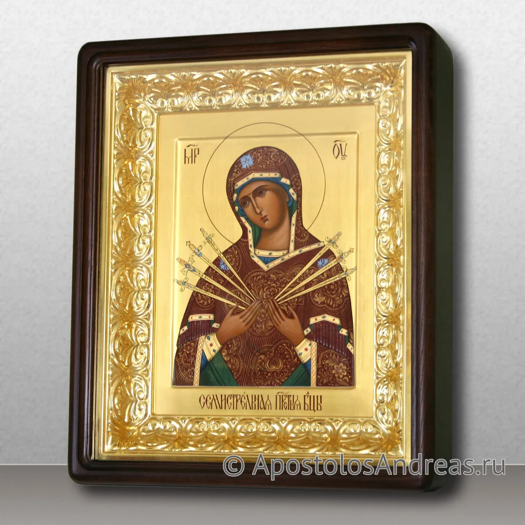 Икона в киоте с резной рамой БМ Семистрельная, в киоте - 40х46, 2024 — образец № 20