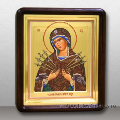Икона БМ Семистрельная в киоте с профильной рамой — миниатюра № 28