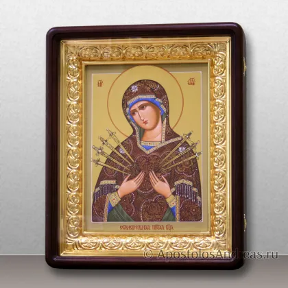 Икона Семистрельная Божья Матерь, в киоте с резной рамой — миниатюра № 33