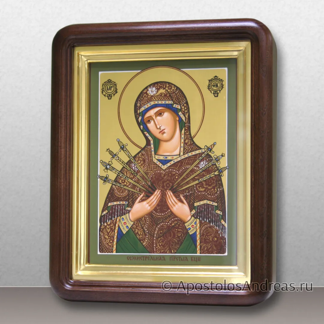 Икона в киоте Семистрельная Божья Матерь, в киоте - 25х31, 2024 — образец № 36