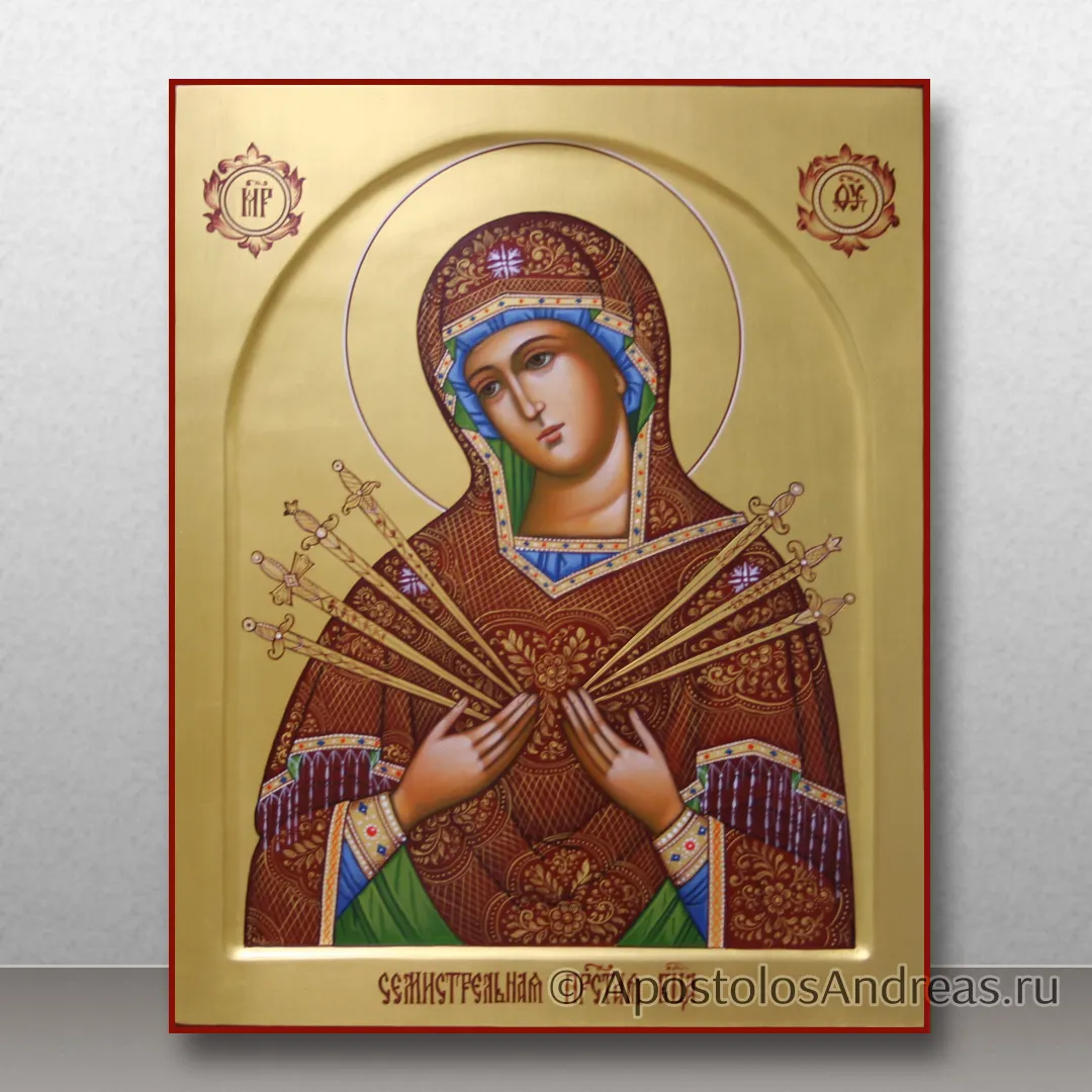 Икона Богородица Семистрельная (с золочением фона), 24х30, 2025 — образец № 37
