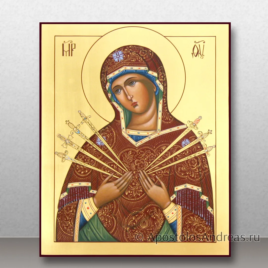 Икона Богородица Семистрельная (с золочением фона), 24х30, 2025 — образец № 40