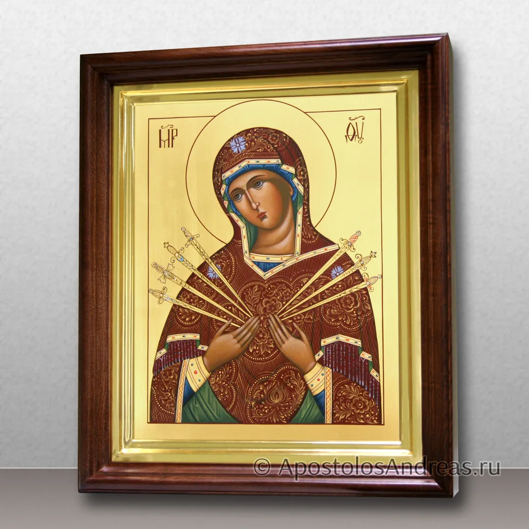 Икона Богородица Семистрельная (в киоте), в киоте - 31х37, 2025 — образец № 41