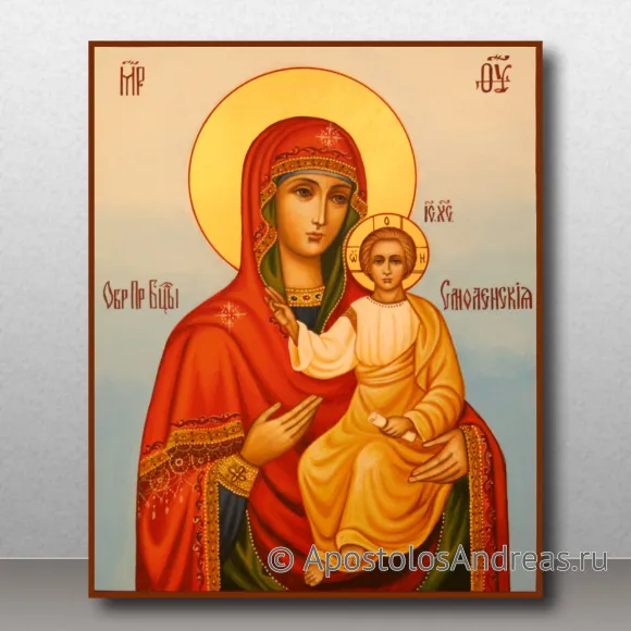 Рукописная икона Смоленская Божия Матерь