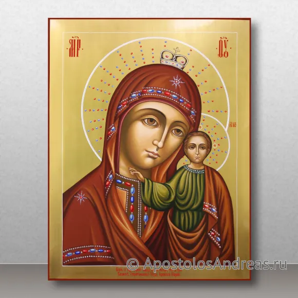 Рукописная икона Табынская Божия Матерь