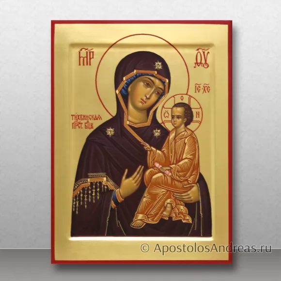 Рукописная икона Тихвинская Божия Матерь