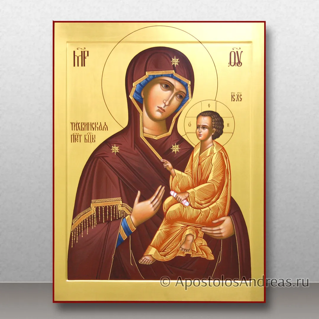 Икона Тихвинской Божьей Матери (с золочением фона), 60х70, 2025 — образец № 14