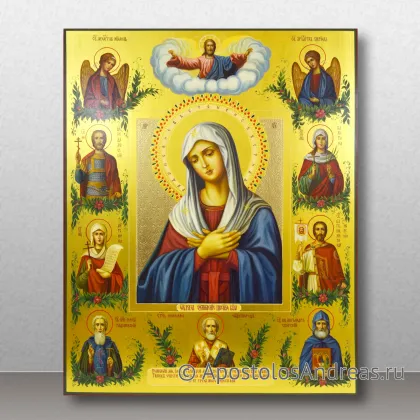 Икона Умиление Божьей Матери с предстоящими (с росписью) — миниатюра № 3