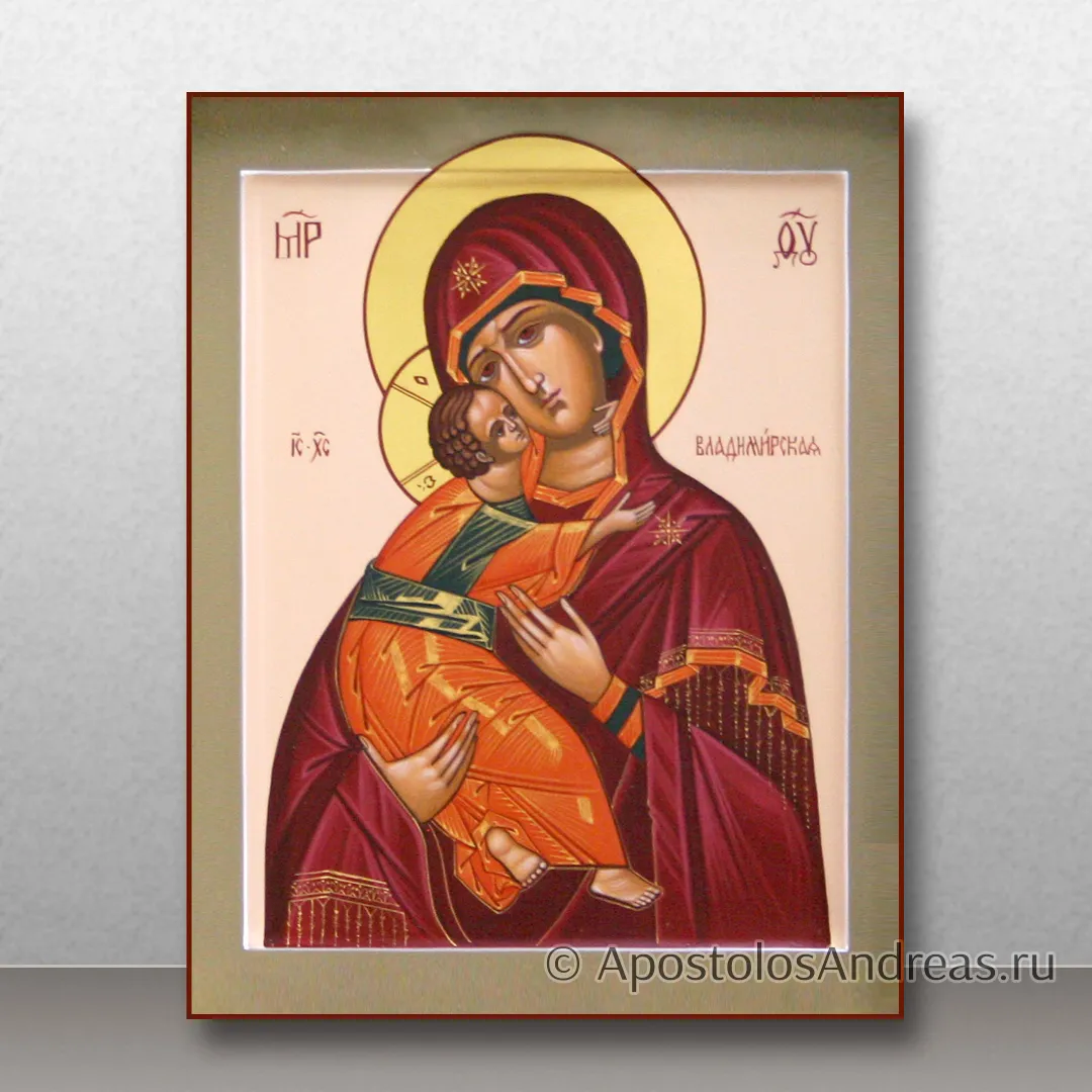 Икона Владимирская Божия Матерь с золочением нимбов, 18х24, 2024 — образец № 28