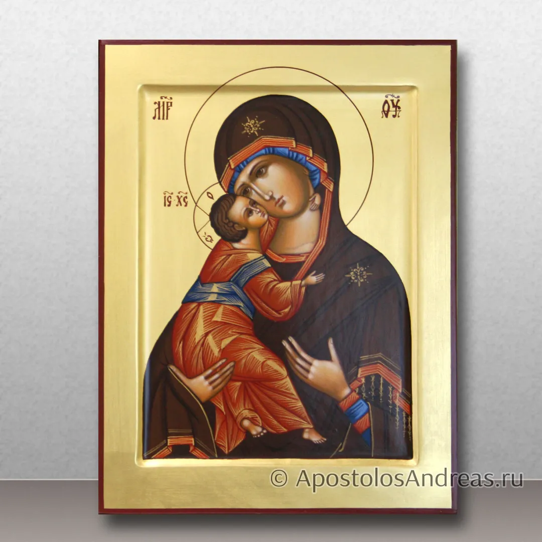 Икона Владимирская Божья Матерь с золочением фона, 18х24, 2024 — образец № 34