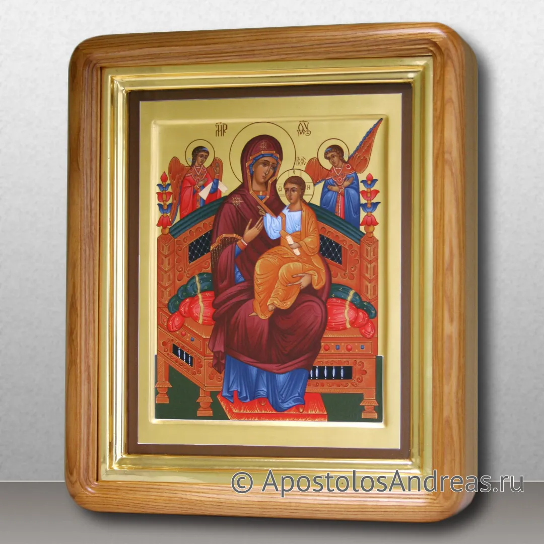 Икона Божьей матери Всецарица, с золочением, в светлом киоте, в киоте - 31х37, 2024 — образец № 15