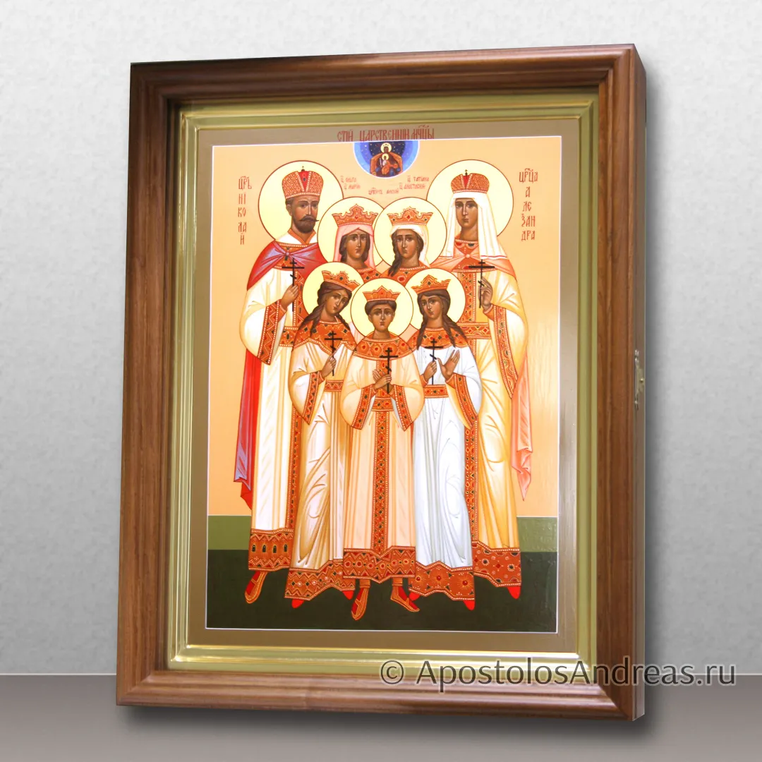 Икона в киоте Царская семья (с золочением нимбов), 30х40, в киоте - 37х47, 2026 — образец № 19