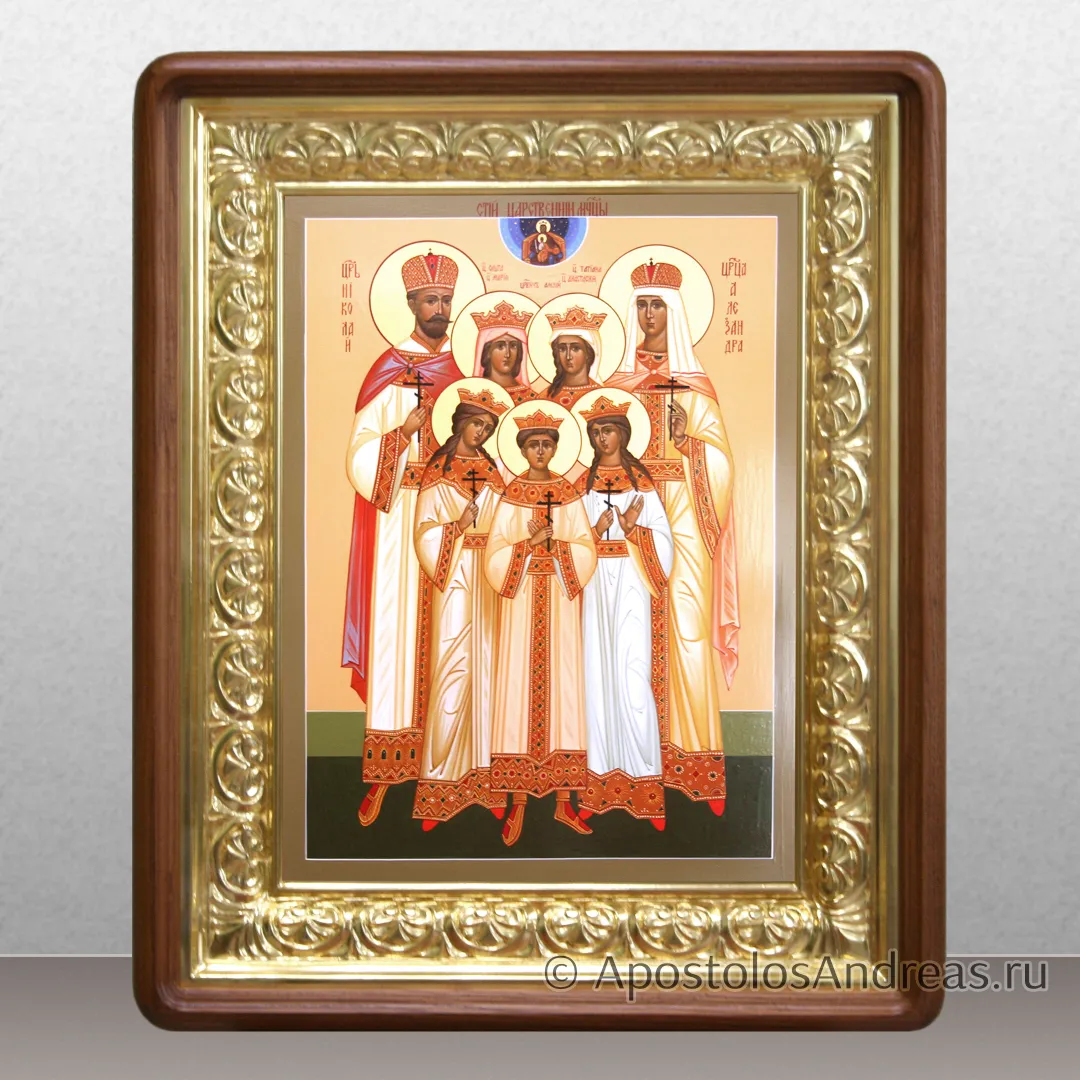 Икона в киоте Царская семья (с золочением нимбов), 30х40, в киоте - 46х56, 2026 — образец № 20