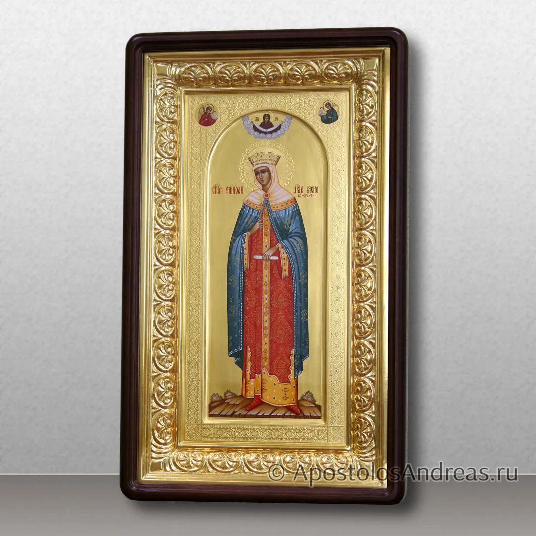Мерная икона Елены царицы (арочный ковчег, гравировка фона, киот с резной рамой), образец № 18