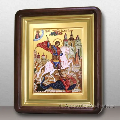 Икона Георгия Победоносца, c золочением фона, в киоте, миниатюра № 47
