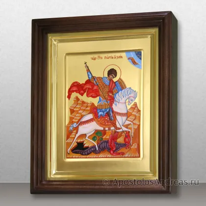 Икона Георгия Победоносца, c золочением фона, в киоте, миниатюра № 49