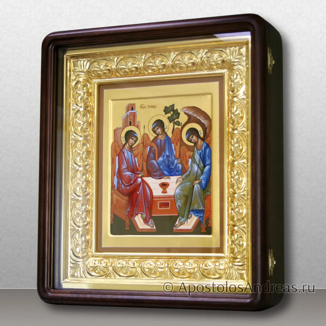 Икона Святой Троицы (в киоте с резной рамой), в киоте - 40х46, 2024 — образец № 17