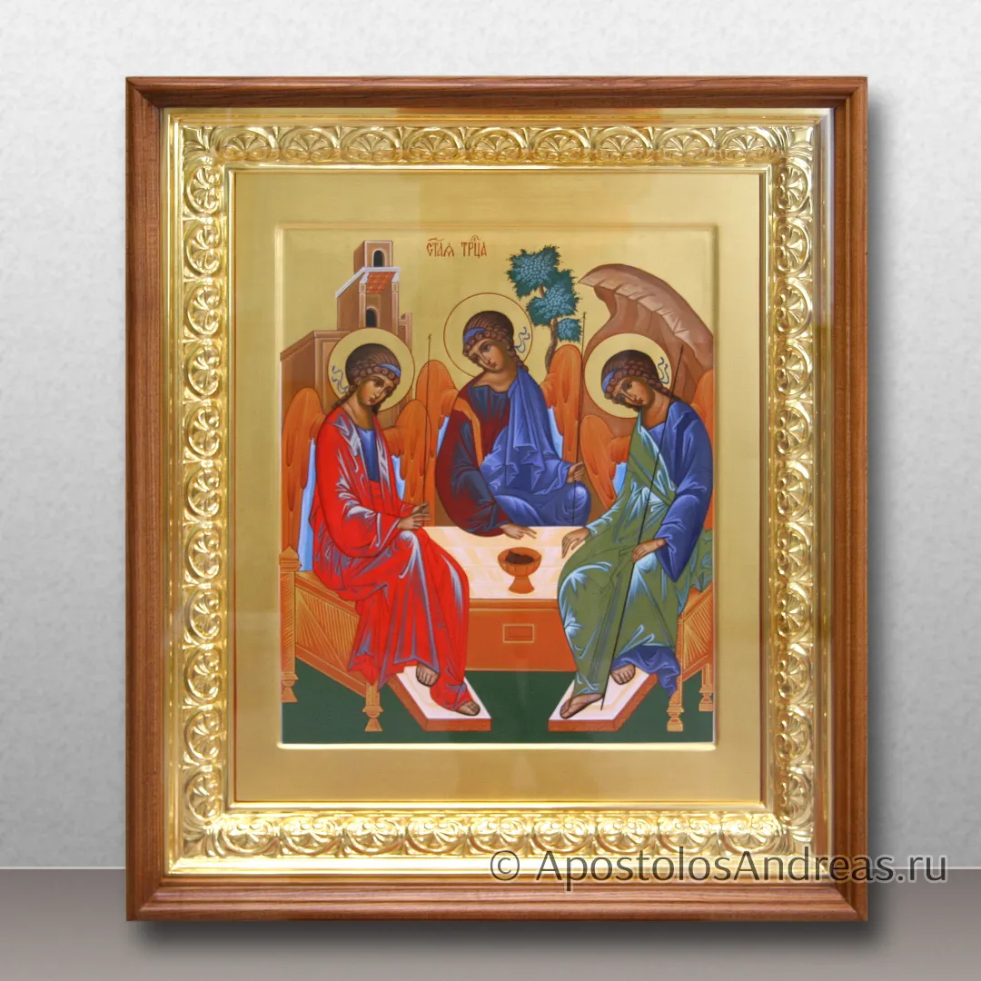 Икона Святой Троицы (в киоте с резной рамой), 45х55 (в киоте - 60х70), 2026 — образец № 22