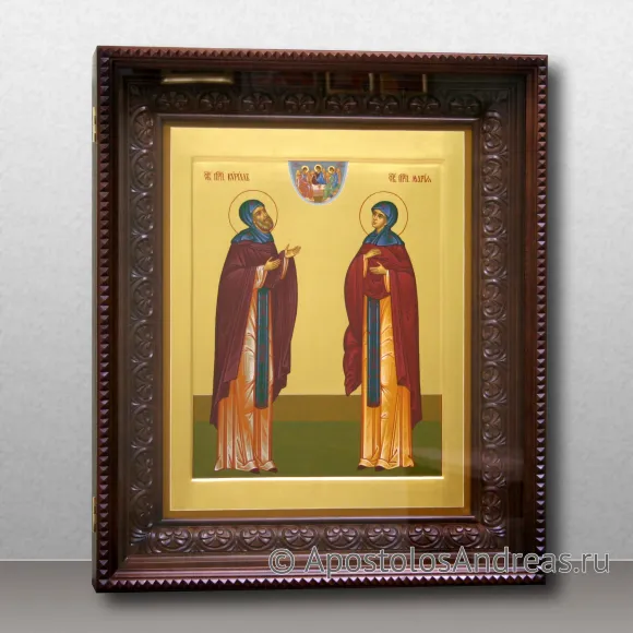 Рукописная икона Кирилл и Мария Радонежские, преподобные