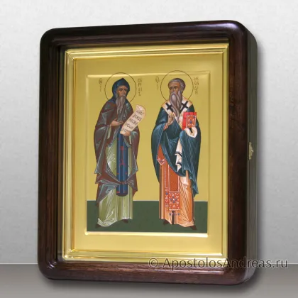Икона Кирилла и Мефодия в киоте с дверцей, миниатюра № 2