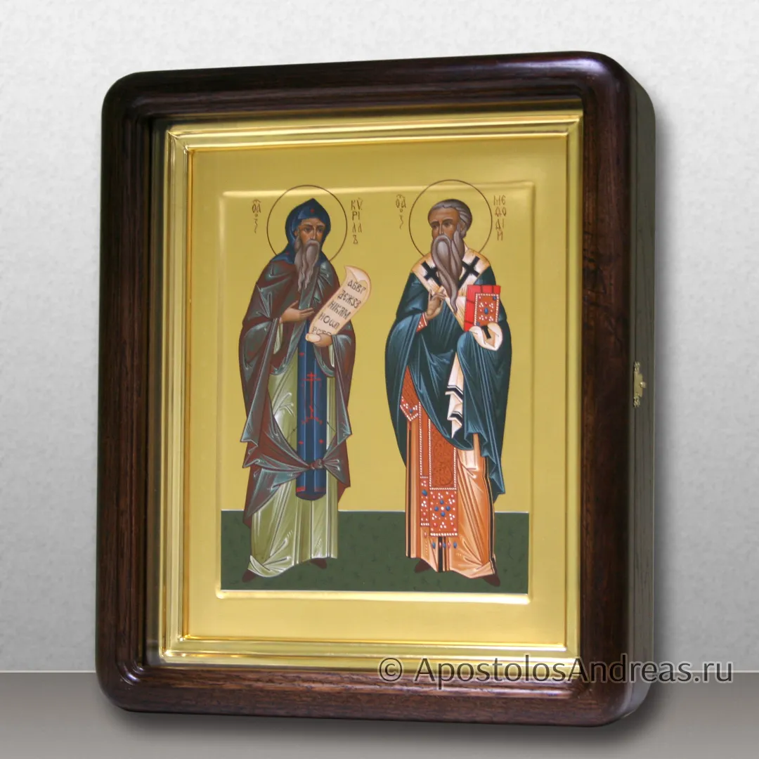 Икона Кирилла и Мефодия в киоте с дверцей, образец № 2