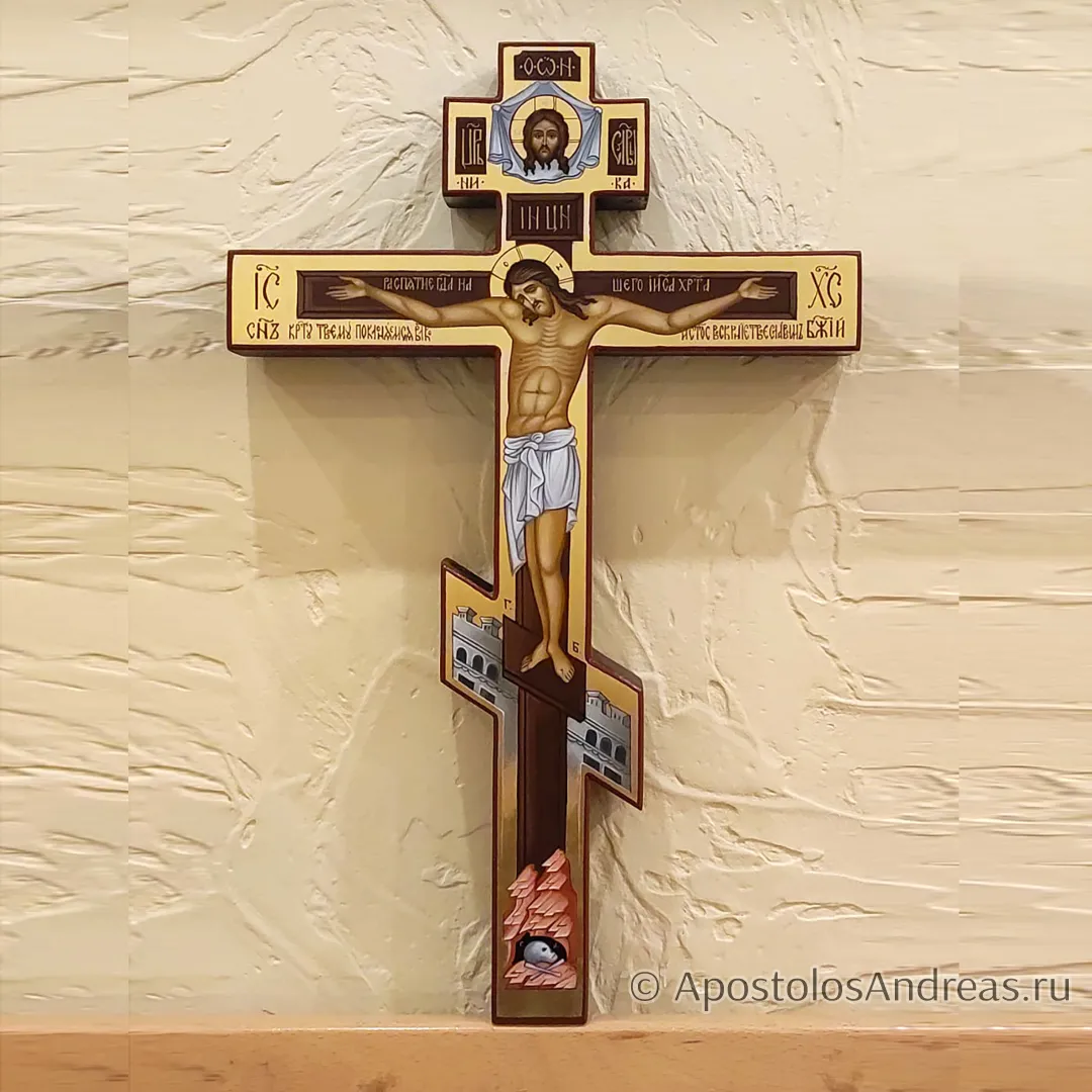 Крест выносной (темпера, золочение 960 пр.), 26х40, 2025 — образец № 2