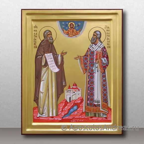 Рукописная икона Макарий Алтайский свт. и Макарий Алтайский прп.