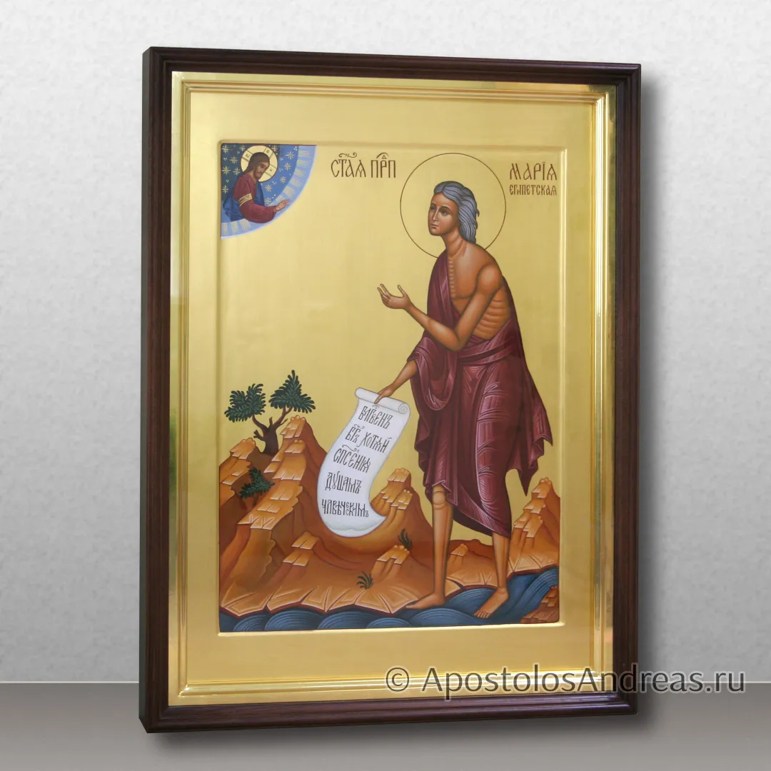 Икона Мария Египетская, преподобная, в киоте - 48х58, 2024 — образец № 5