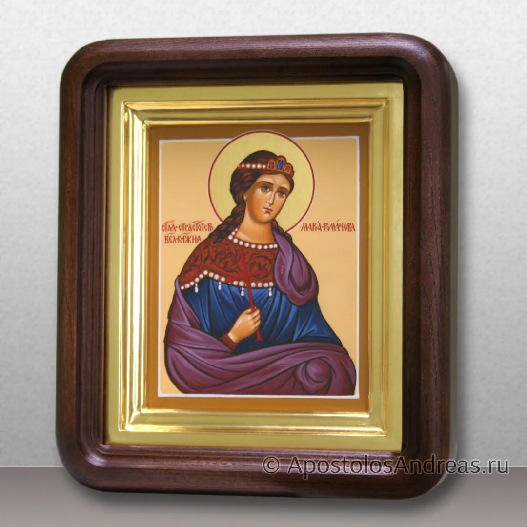 Икона Мария Романова (с золочением нимба, в киоте), в киоте - 20х23, 2025 — образец № 2