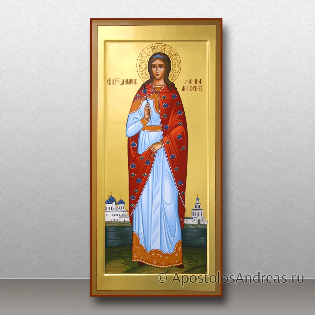 Икона Марина (Маргарита) Антиохийская, великомученица, 25х50, 2024 — образец № 9