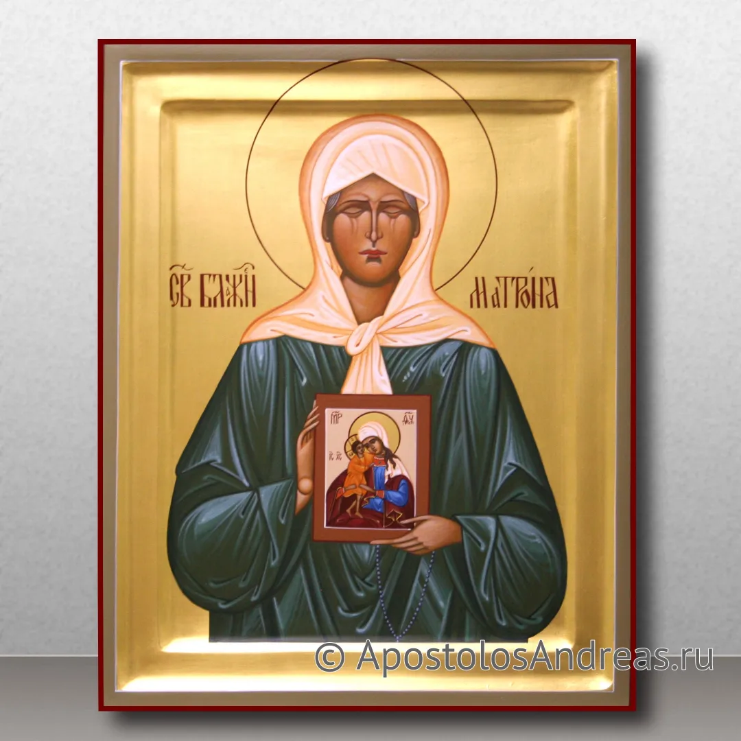 Икона Матрона блаженная с золочением фона, образец № 26