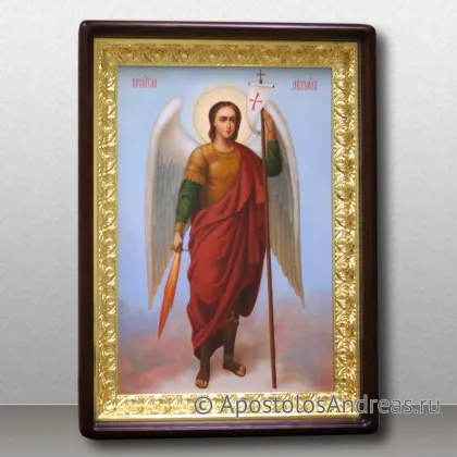 Икона Архангел Михаил, в киоте с резной рамой — миниатюра № 19