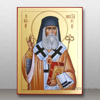Икона Нектарий Эгинский, с золочением фона — миниатюра № 4