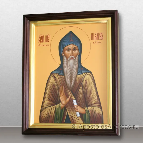 Рукописная икона Никандр Псковский, преподобный, пустынник