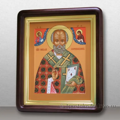 Икона в киоте Николай Мирликийский (с золочением нимба), миниатюра № 69