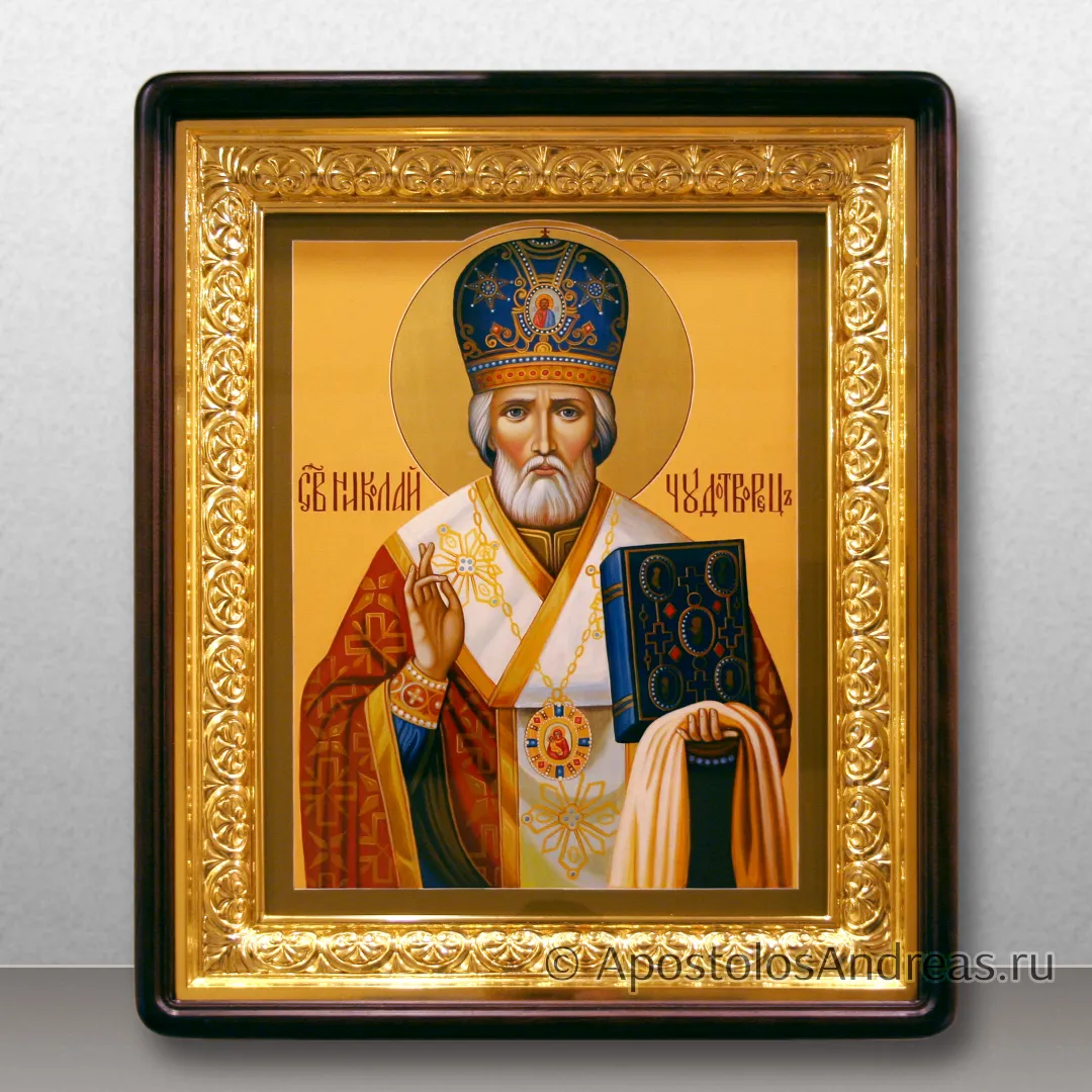 Икона Храмовая Николая чудотворца (в киоте с резной рамой), образец № 73
