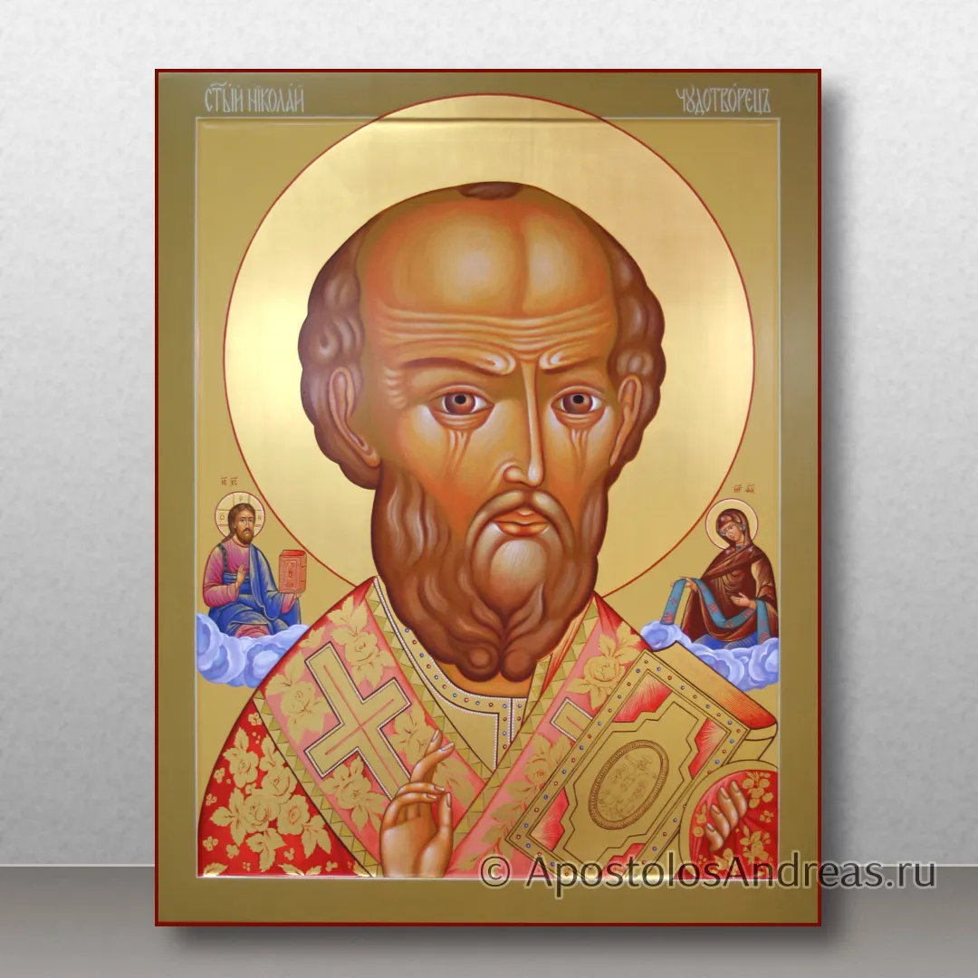 Храмовая Икона Николай чудотворец (с предстоящими), 60x70, 2025 — образец № 75