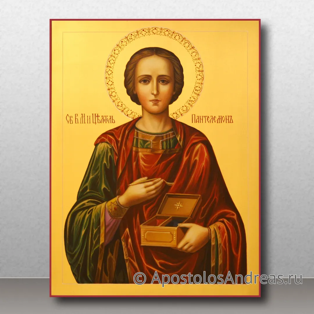 Икона Пантелеймон целитель, великомученик, 30х40, 2023 — образец № 28