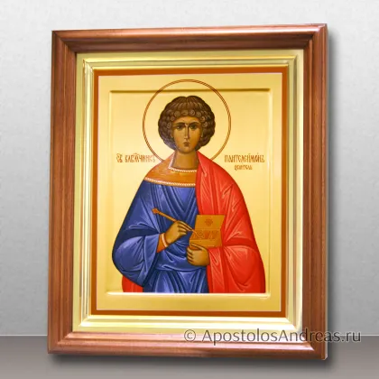 Икона Пантелеймон целитель (с золочением фона, в киоте) — миниатюра № 36
