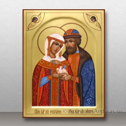 Икона Петра и Февронии с арочным ковчегом и ангелами — миниатюра № 50