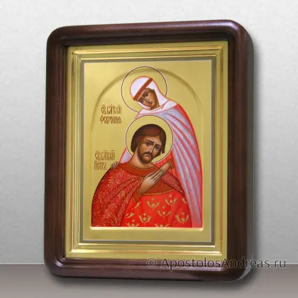 Икона в киоте Петра и Февронии с арочным ковчегом — миниатюра № 51