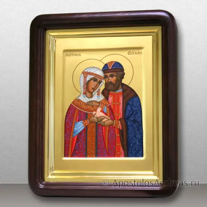 Икона в киоте Петра и Февронии (c золочением фона) — миниатюра № 56