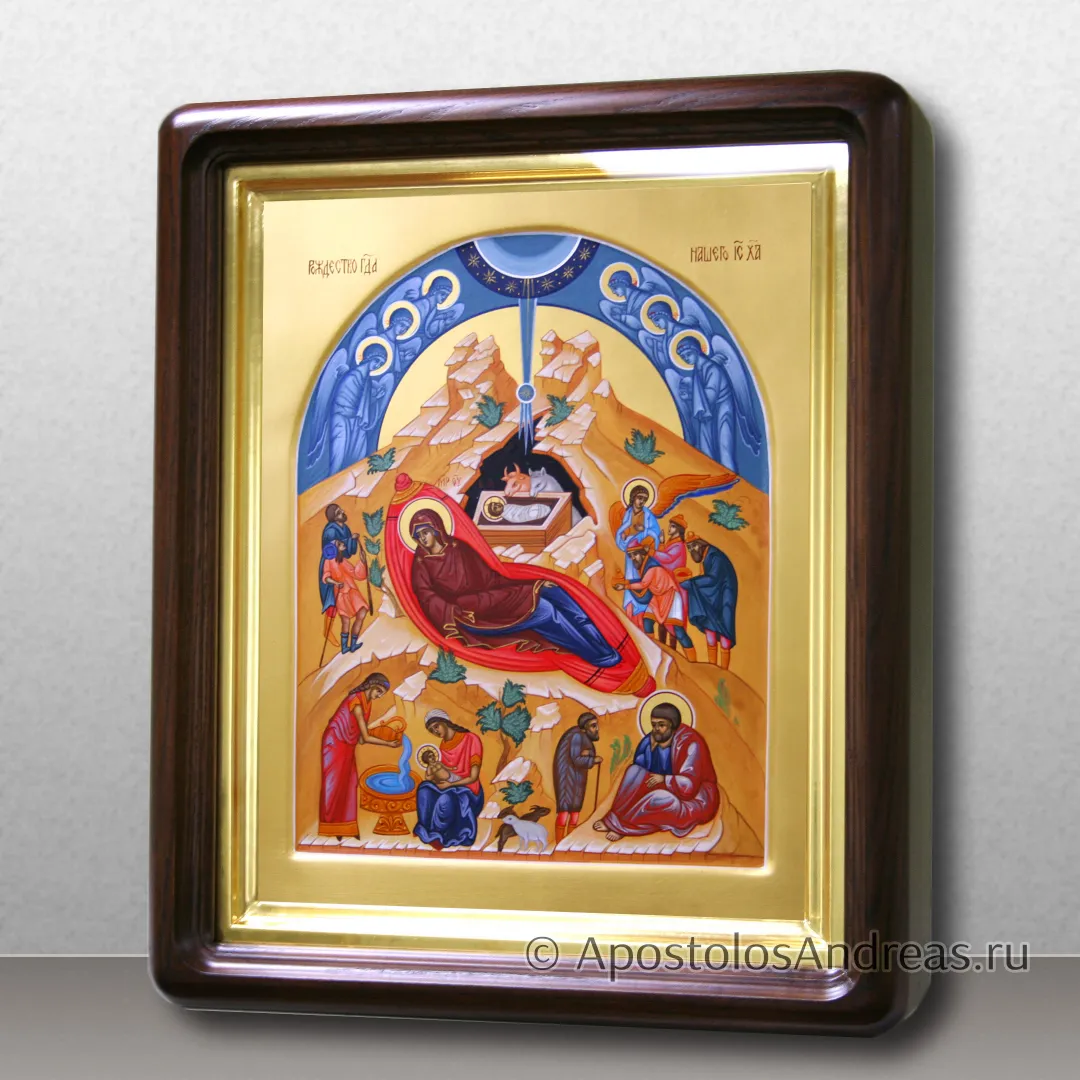 Икона Рождество Христово (с арочным ковчегом), в киоте, образец № 11