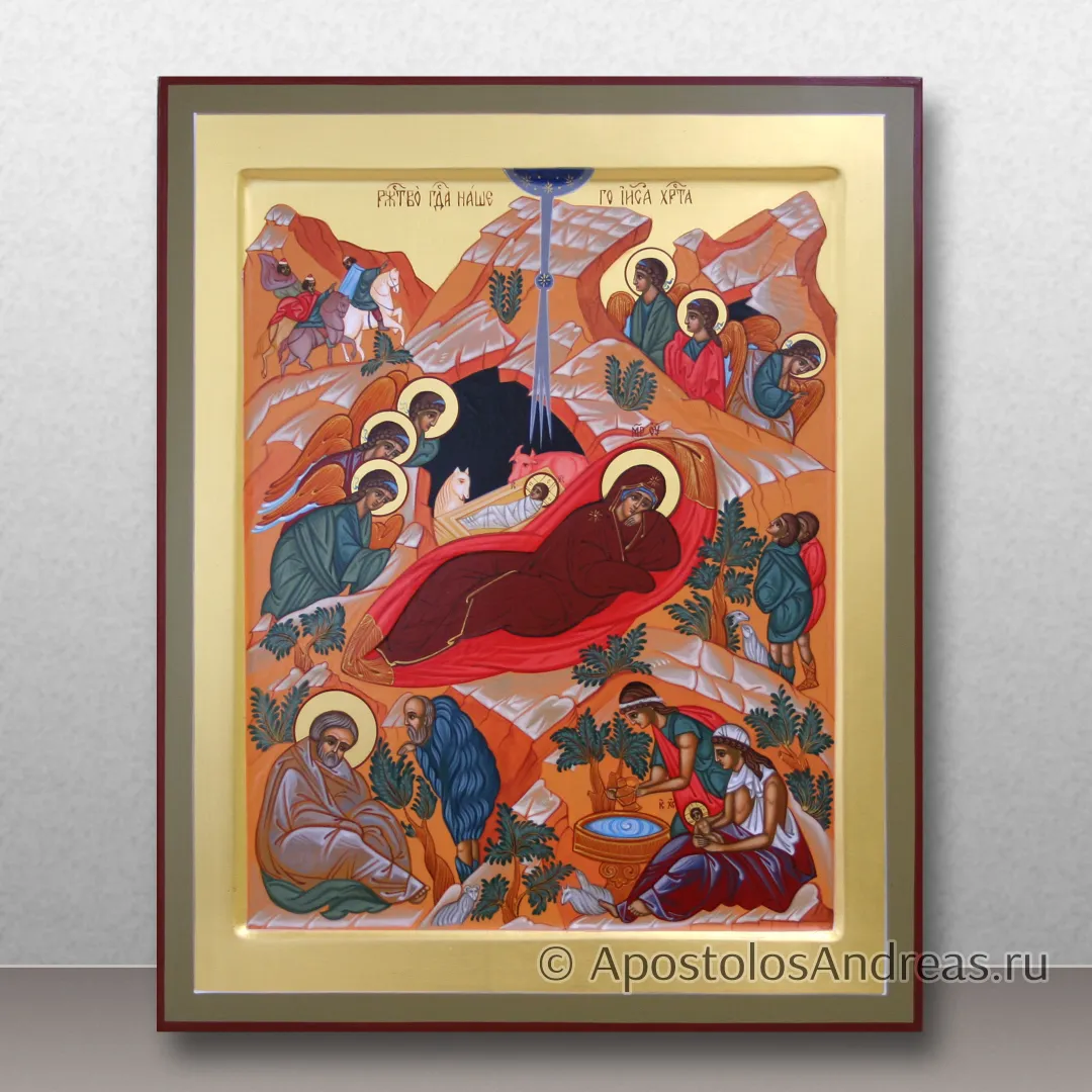 Икона Рождество Христово с золочением фона, образец № 14