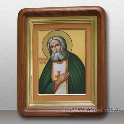 Икона Серафим Саровский (с золочением нимба, в киоте) — миниатюра № 33