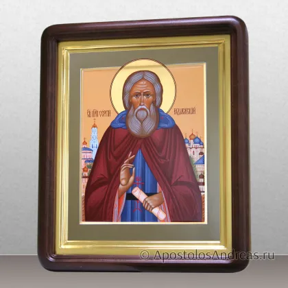 Икона в киоте Сергий Радонежский с пейзажем, миниатюра № 62