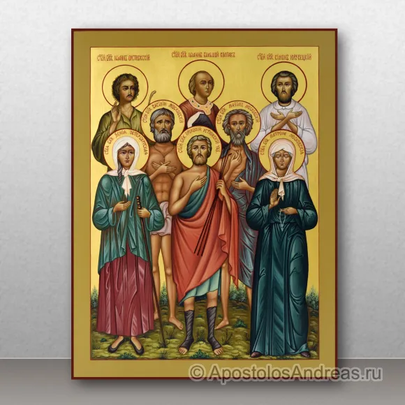 Рукописная икона Собор Блаженных