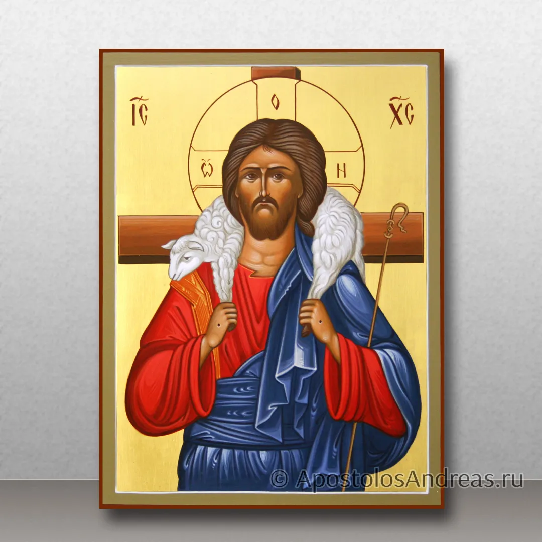 Икона Спас Добрый пастырь (с золочением фона), 18х24, 2024 — образец № 4