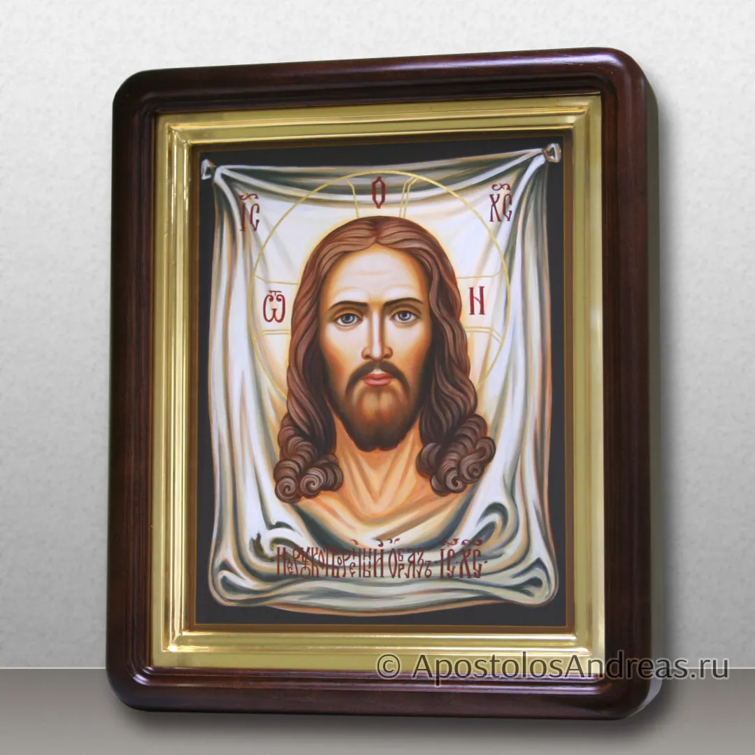 Икона Спас Нерукотворный в киоте, реализм, в киоте - 37х47, 2024 — образец № 42