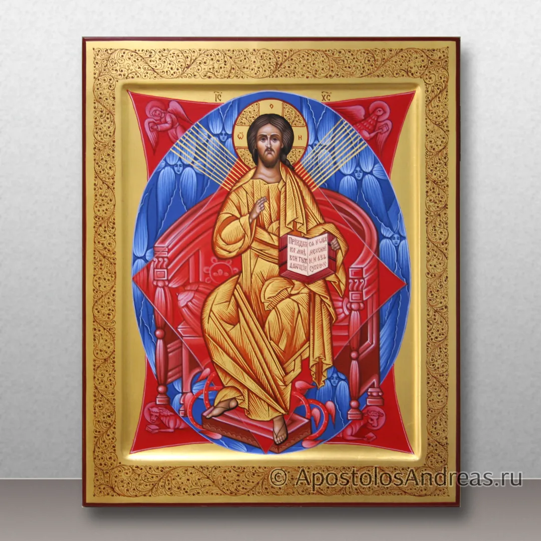 Икона Спас в силах на золоченом фоне (с орнаментом), образец № 7